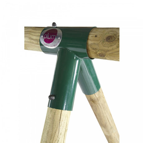 strong metal bracket joins the swing beam to the swing 'A' frames.