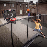The BERG TwinHoop can be used inside and outside of the trampoline.