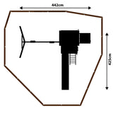 The optional back to back glider that can be added as a cost option in place of one of the sling swings