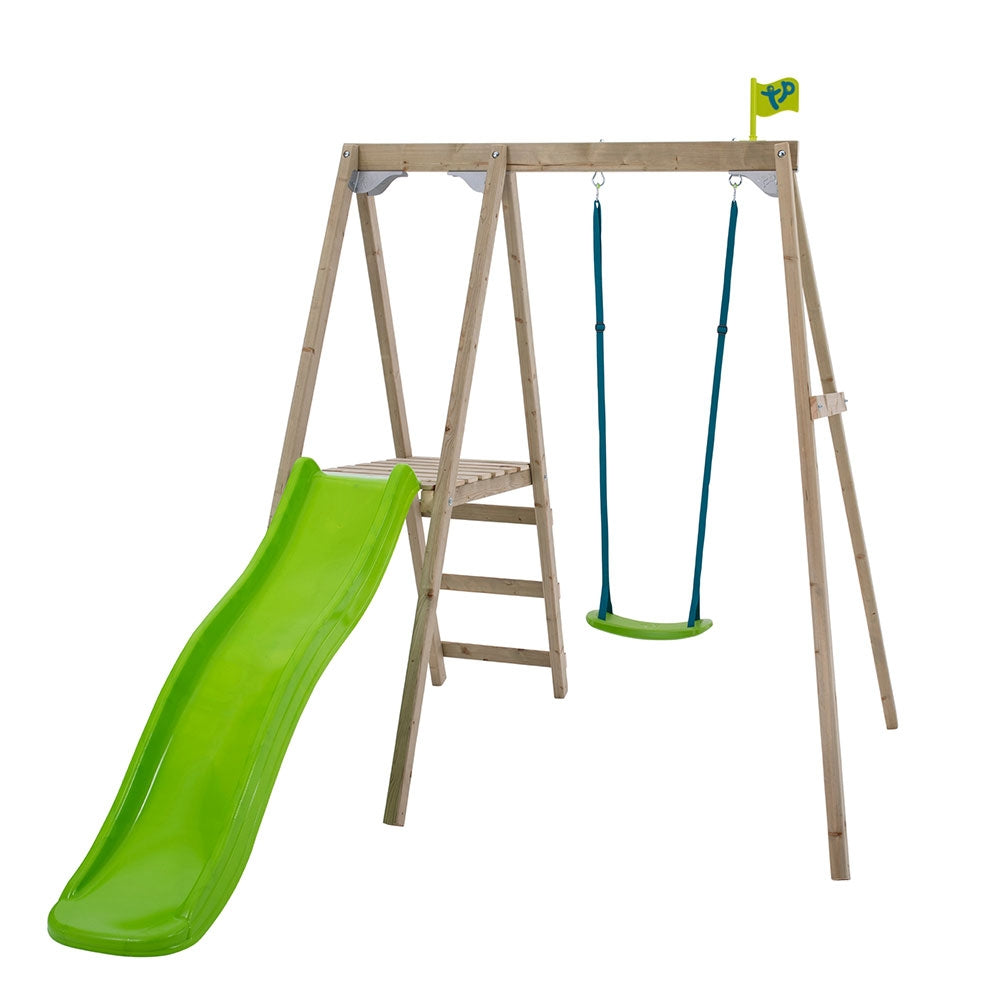 TP FOREST MULTIPLAY SINGLE WOODEN SWING SET & SLIDE - In Stock