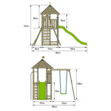 TP Castlewood Sherborne Wooden Climbing Frame with Single Swing Arm & Slide - 5021854113406