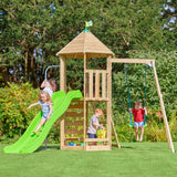 TP Castlewood Sherborne Wooden Climbing Frame with Single Swing Arm & Slide - 5021854113406