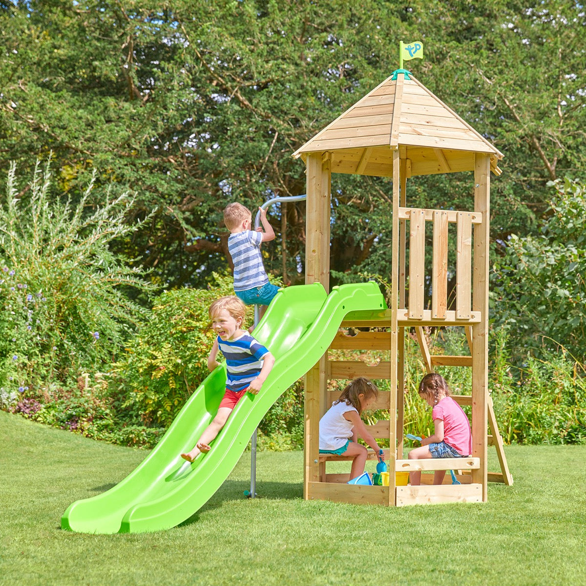 tp Castlewood Warwick Wooden Climbing Frame with Crazywavy Slide - 5021854934063