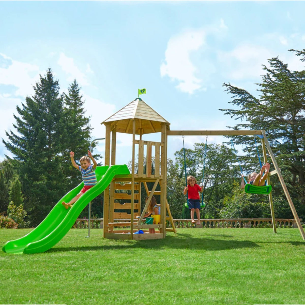 tp Castlewood Beeston Wooden Climbing Frame with Swing Set and Slide -  5021854934032