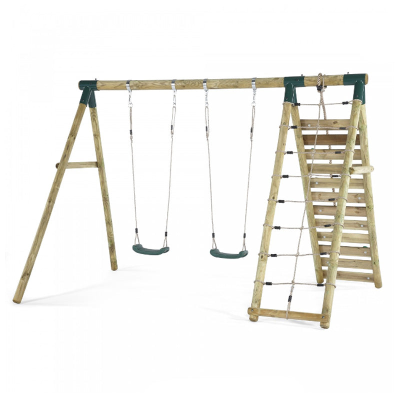 Uakari Swing Set with rockwall & climbing net