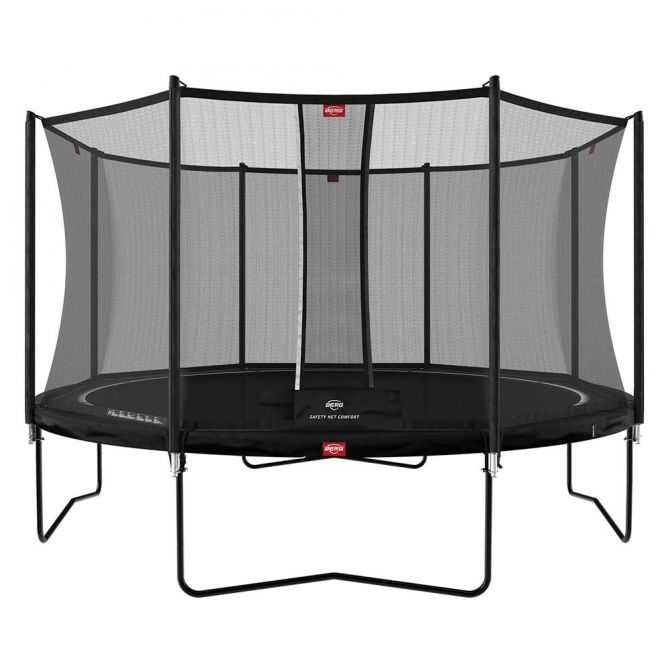 BERG FAVORIT REGULAR BLACK 430 with SAFETY NET trampoline on display - Outdoor Play Equipment