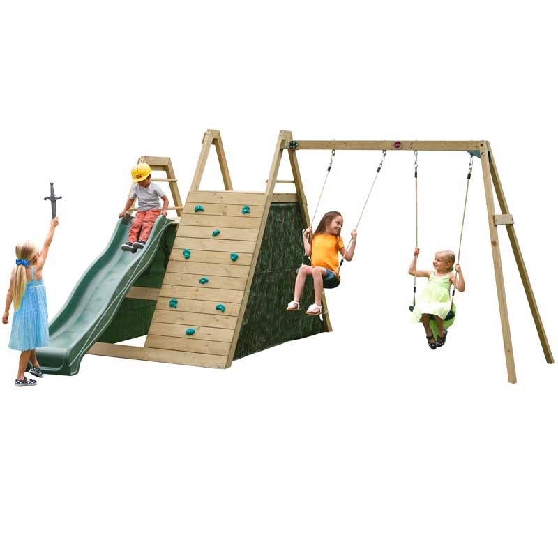 plum climbing pyramid wooden play centre with swings