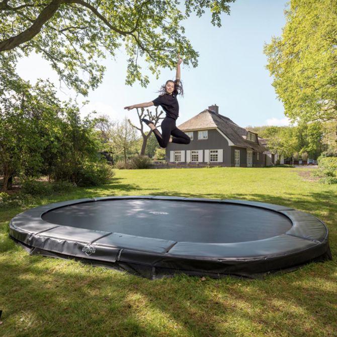 BERG INGROUND GRAND CHAMPION GREY 470 BERG trampolines on display Outdoor Play Equipment