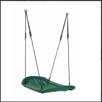 Oval nest swing for one or two users - only needs the space of one standard swing seat.