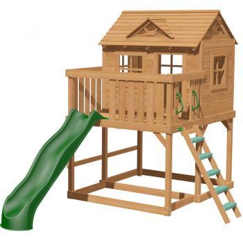 Yorktown tower with steps 3m slide and massive play platform with a raised playhouse