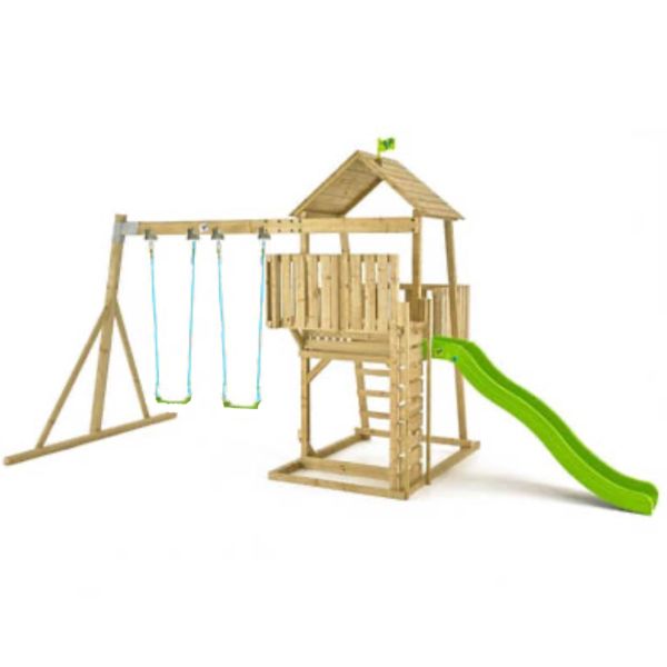 tp Kingswood Wooden Climbing Frame with Swings and 2.5m Slide
