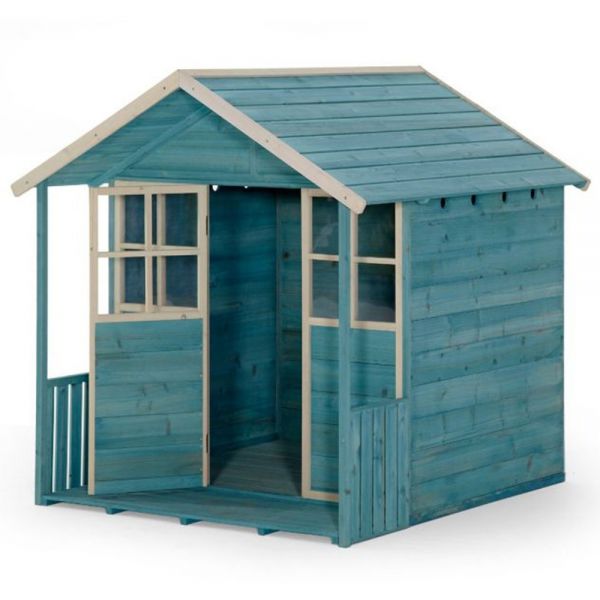 Plum deckhouse wooden playhouse in Teal.