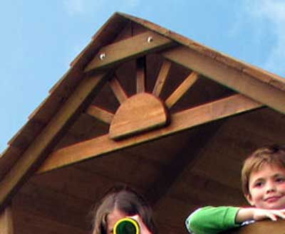 An example of a gable fan fitted onto a wooden roof