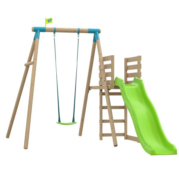 TP Merlin Wooden Compact Swing and 8ft Slide Set - 5021854908927