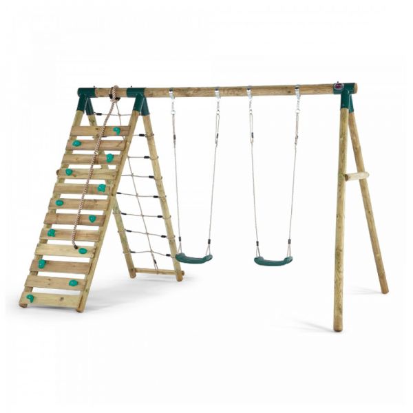 Uakari Swing Set with rockwall & climbing net